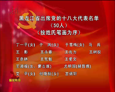 黑龙江省出席党的十八大代表名单